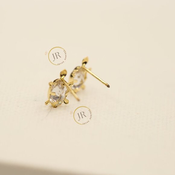 14K Solid Gold Turtle Stud Earrings • Symbol of Longevity & Grace. - Picture 6 of 8